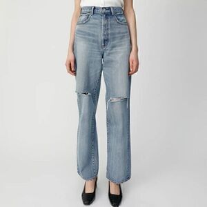 Moussy Japanese Denim HW Crash Loose Straight Jean Size 26